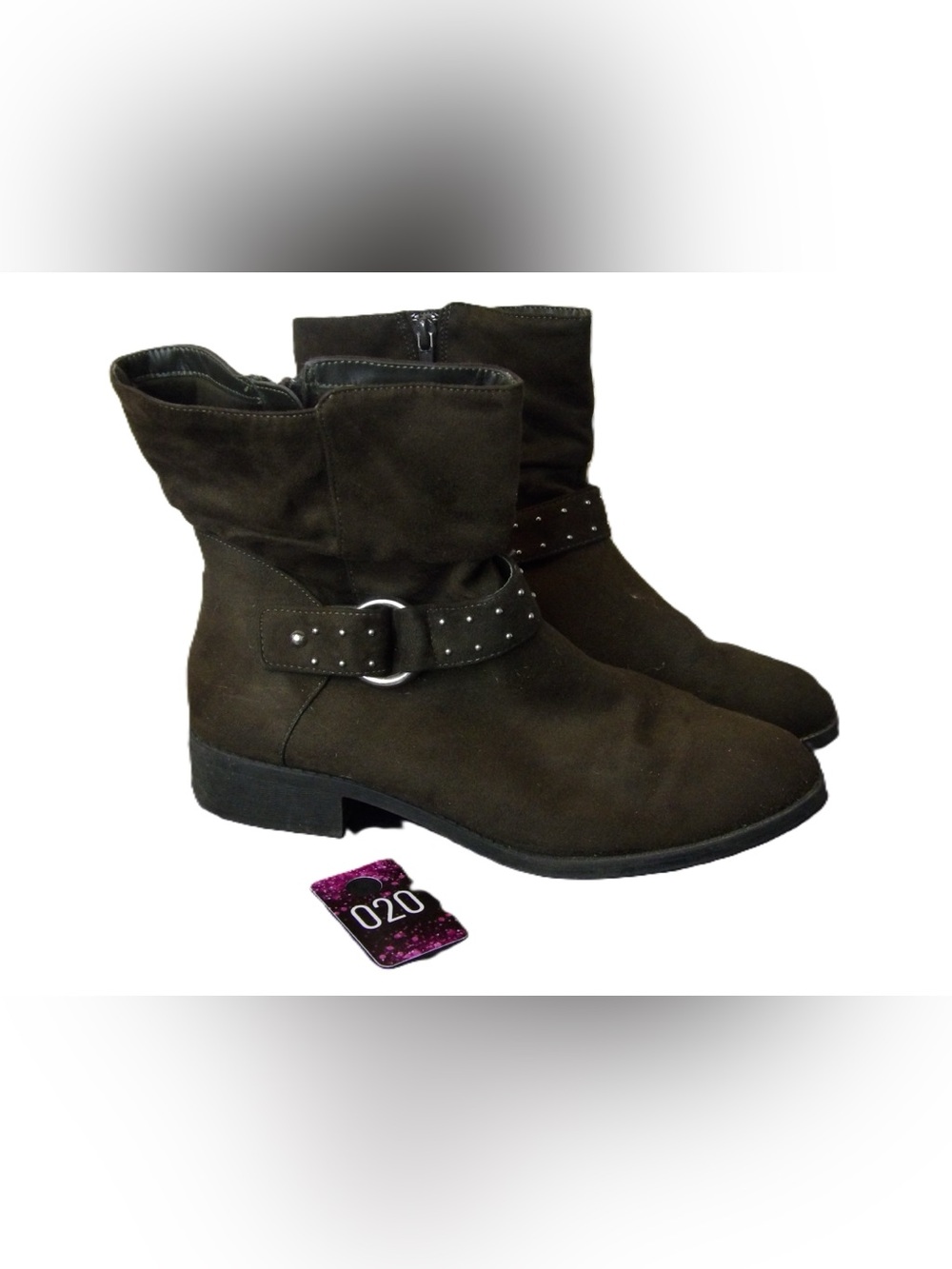 American Eagle Outfitters Brown Suede Stud-Accented Ankle Booties